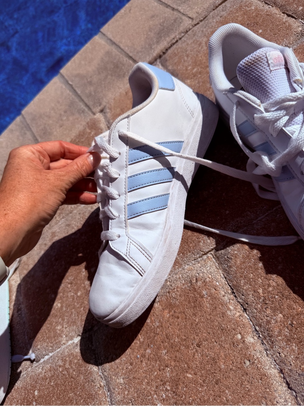 Adidas Grand Court Lifestyle Sneakers – White & Light Blue – Women’s Size 5